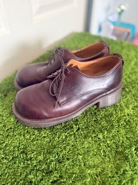 Dr. Martens Women's Burgundy Lace-Up Platform Shoes